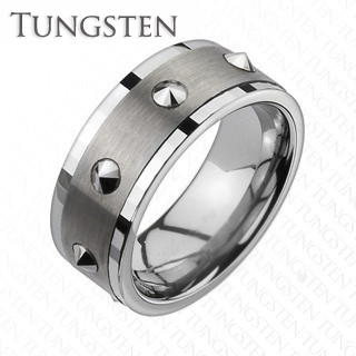 Spiked - Spikes Along The Center Band Tungsten Carbide Sporty Style Ring