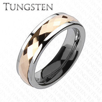 Rose Gold Tungsten Spinner - Feel Elegant While Looking Classy Silver and Rose Gold Tungsten Carbide Comfort Fit Spinner Ring