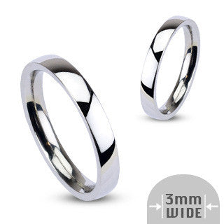 I Do! –3mm – Glossy Silver Stainless Steel 3mm Wide Traditional Wedding Band