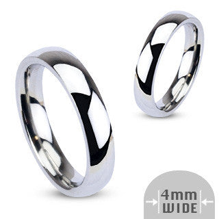 I Do! –4mm – Glossy Silver Stainless Steel 4mm Wide Traditional Wedding Band