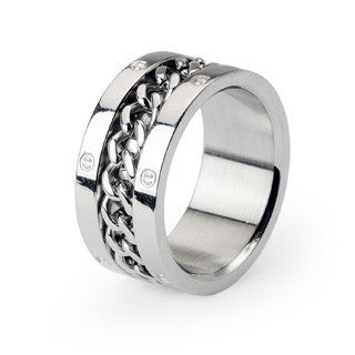 Steel Wheel - Modern Industrial Design Chained Around The Center Stainless Steel Ring