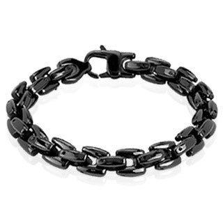 Hypnotic Black - Dashing Black IP Scale Linked Stainless Steel Bracelet