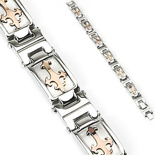 Cardinale Bracelet - Unique Stainless Steel Bracelet with Copper Colored Templar Crosses