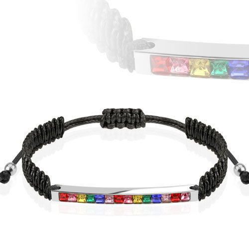 Essence – Multi-Colored Square-Cut Stainless Steel Beaded Drawstring Bracelet