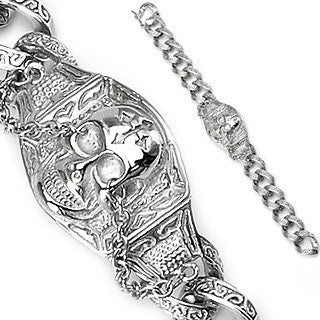 Rage - Boldly Crafted Large Skull Gothic Chain Stainless Steel Dangerous Style Bracelet