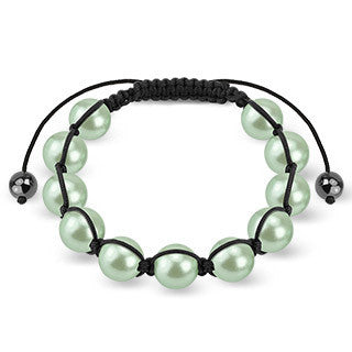 Nature's Zen – Pastel Green Pearl Beaded Traditional Buddhist Shamballa Style Bracelet