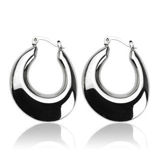 Moonlight - Artistic Puff Shape Crescent Stainless Steel Hoop Style Earrings