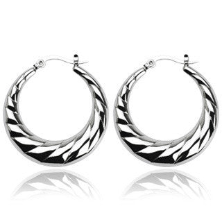 Seduction in Silver - Crescent Moon Stainless Steel Hoop Style Earrings