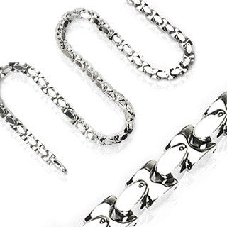 Uptown Necklace - Polished silver stainless steel oval in square link necklace