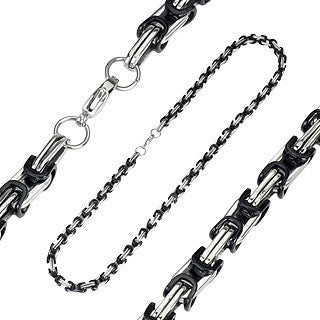 City Nights - Stainless Steel Chain with Black Clip Accent Necklace