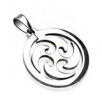 Cyclone – Silver stainless steel stylized whirlwind design pendant