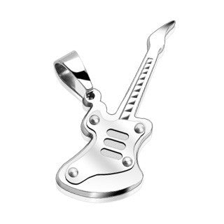 Silver Six String - Classic Piece Of Work Stainless Steel Rock Star Pendant