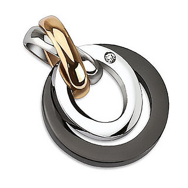 Bellisima - Due-Layered Tri-Toned Unique Style Pendant with Cubic Zirconia