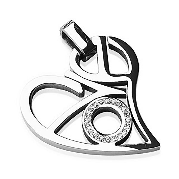 All You Need Is Love - Stainless Steel Pendant with Cubic Zirconias