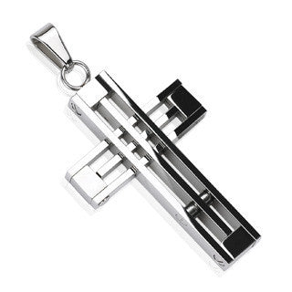 Grand Design - Contemporary Industrial Style Stainless Steel Grand Design Cross Pendant