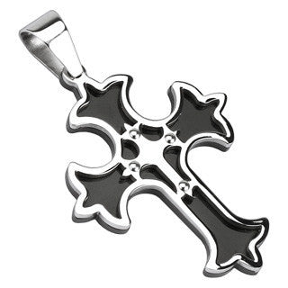 Double Cross - Faith & Elegance Beauty Of Black and Silver Cross Pendant