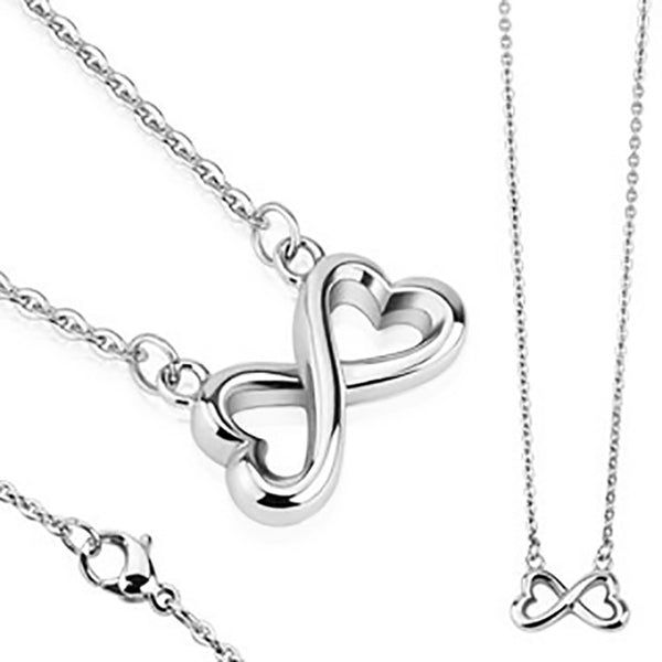 Love Infinite – Heart-shaped infinity symbol silver stainless steel necklace