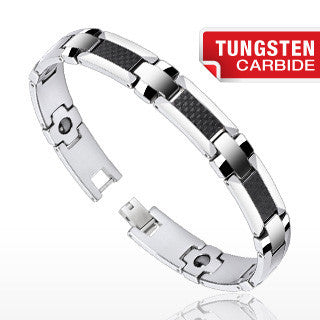 Invincible - Handsome Looking Black and Tungsten Carbide Stylish Bio-Magnetic Bracelet