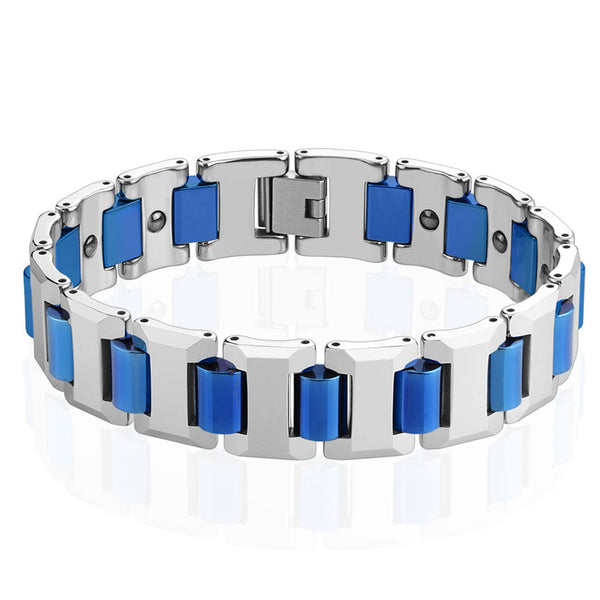 Fearless Blue -  Cool Appearance To Your Wrist Tungsten Carbide Bio Magnetic Bracelet