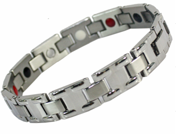 Antidote – 4-in-1 germanium anion far infrared magnetic therapy wide link stainless steel bracelet