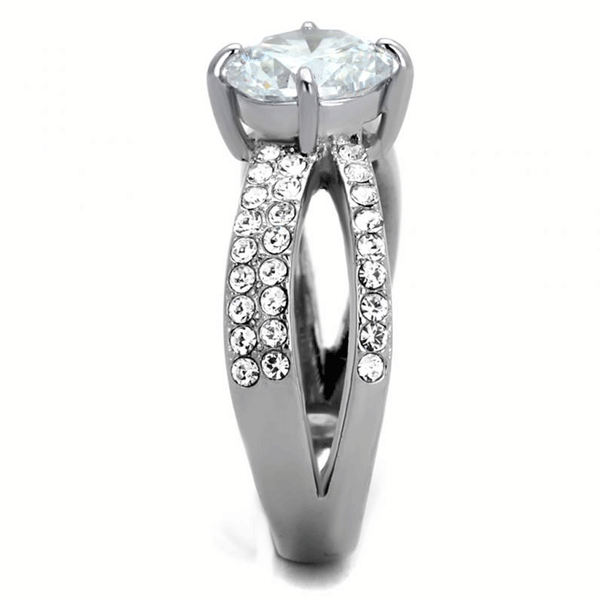 At Last - 2 CT. Equivalent Cubic Zirconia and Pave Stone Engagement Ring