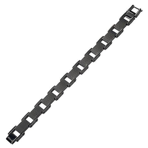 Black Grille Bracelet - Stainless Steel Onyx Brushed Bracelet