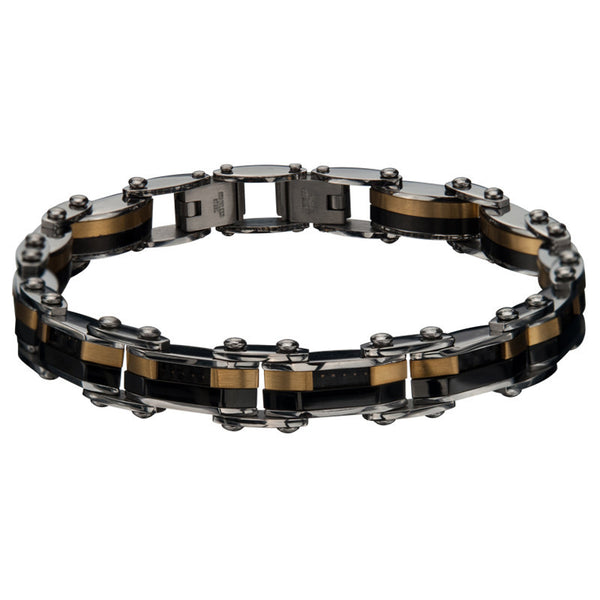 Iron Sampson - Stainless Steel Black and Gold Bicycle Chain Reversible Bracelet