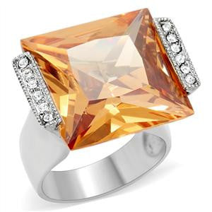 Kismet - Princess-Cut Champagne Topaz Cubic Zirconia Stainless Steel Engagement Ring