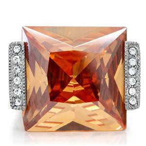 Kismet - Princess-Cut Champagne Topaz Cubic Zirconia Stainless Steel Engagement Ring