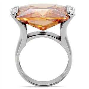 Kismet - Princess-Cut Champagne Topaz Cubic Zirconia Stainless Steel Engagement Ring