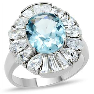 Frozen Fire - Sparkling AquaFrozen Fire - Sparkling Aquamarine Cubic Zirconia Stainless Steel Engagement Ring with Pear & Baguette-Cut CZsmarine Cubic Zirconia Stainless Steel Engagement Ring with Pear & Baguette-Cut CZs