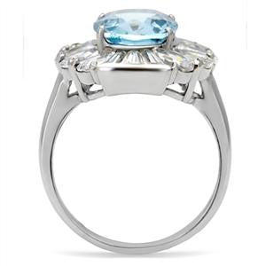 Frozen Fire - Sparkling Aquamarine Frozen Fire - Sparkling Aquamarine Cubic Zirconia Stainless Steel Engagement Ring with Pear & Baguette-Cut CZsCubic Zirconia Stainless Steel Engagement Ring with Pear & Baguette-Cut CZs