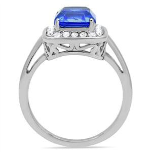 Sapphire Fire - Pretty Stylish Sapphire and Clear Cubic Zirconias Comfort Fit Stainless Steel Ring