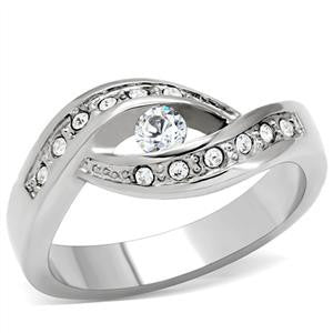 Forever Yours – Double Curved Stainless Steel Cubic Zirconia Engagement Eternity Band