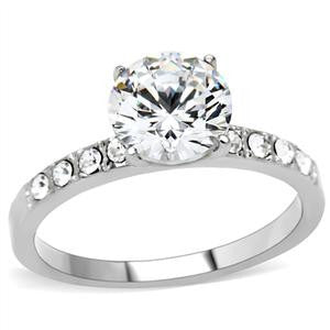 Dreamer –Round-Cut Center Solitaire Cubic Zirconia Engagement Ring in Stainless Steel