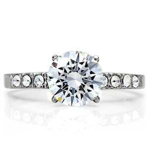 Dreamer –Round-Cut Center Solitaire Cubic Zirconia Engagement Ring in Stainless Steel