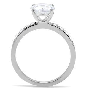 Dreamer –Round-Cut Center Solitaire Cubic Zirconia Engagement Ring in Stainless Steel