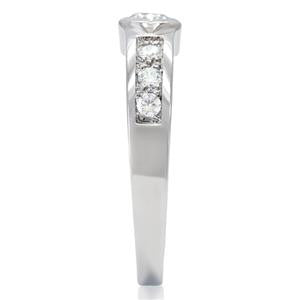 Sweetness & Light - Sparkling Icy-White Cubic Zirconias Stainless Steel Comfort-Fit Engagement Ring