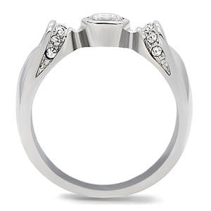 Modern Love – Round-Cut Center Solitaireopen-Work Engagement Ring in Stainless Steel