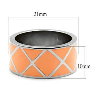 Just Peachy – Peach Enamel Criss-Cross Pattern Cocktail Ring in Stainless Steel