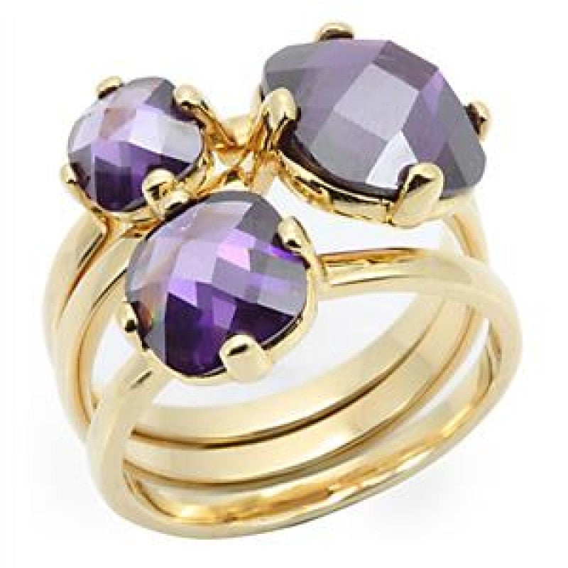 Royalty - Amethyst tone and gold set of 3 stacking rings