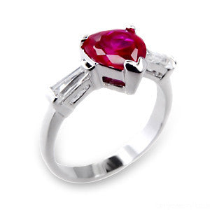 Tender Heart – Heart Shaped Solitaire Ruby Cubic Zirconia Anniversary Ring