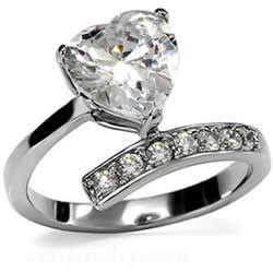 Heart's Promise - Cubic Zirconia's Heart Adorable Design Stainless Steel Engagement Ring