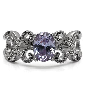 Serendipity - Wonderfully Crafted Light Amethyst Oval-Cut Cubic Zirconia Stainless Steel Engagement Ring