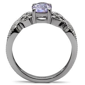 Serendipity - Wonderfully Crafted Light Amethyst Oval-Cut Cubic Zirconia Stainless Steel Engagement Ring