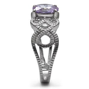 Serendipity - Wonderfully Crafted Light Amethyst Oval-Cut Cubic Zirconia Stainless Steel Engagement Ring