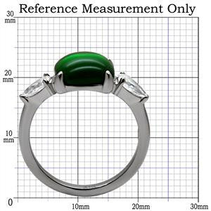 Lush Jade–Pear shaped baguettes and oval jade cubic zirconia ring in stainless steel