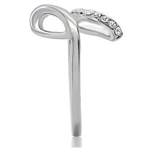 Forever & Always – Elegant Soft Polish Looping Stainless Steel White Austrian Crystals Infinity Knot Ring