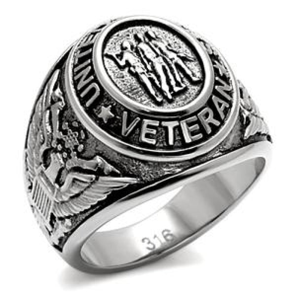 US Veteran – United States Veteran antiqued stainless steel signet ring