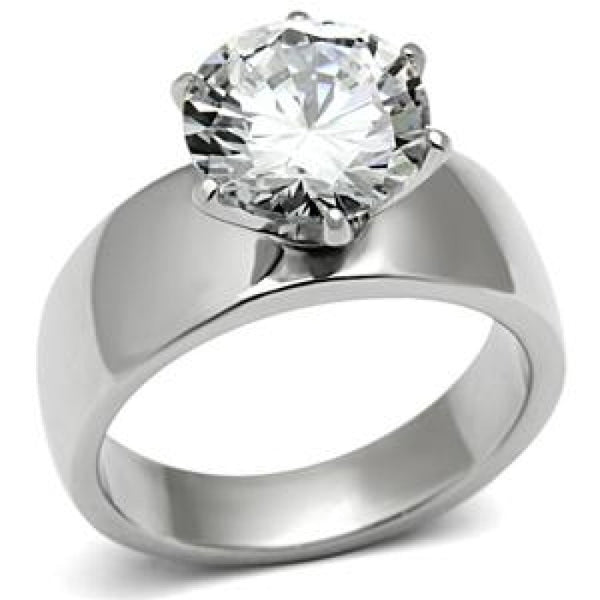 More Than Words - A Breathtaking Stainless Steel Engagement Ring With A Cubic Zirconia 3.87 CT. Equivalent Center Stone